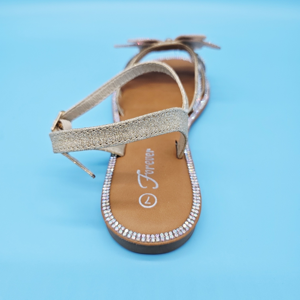 Forever Link Girls Gold Rhinestone Butterfly Sandals - Picture 2 of 5